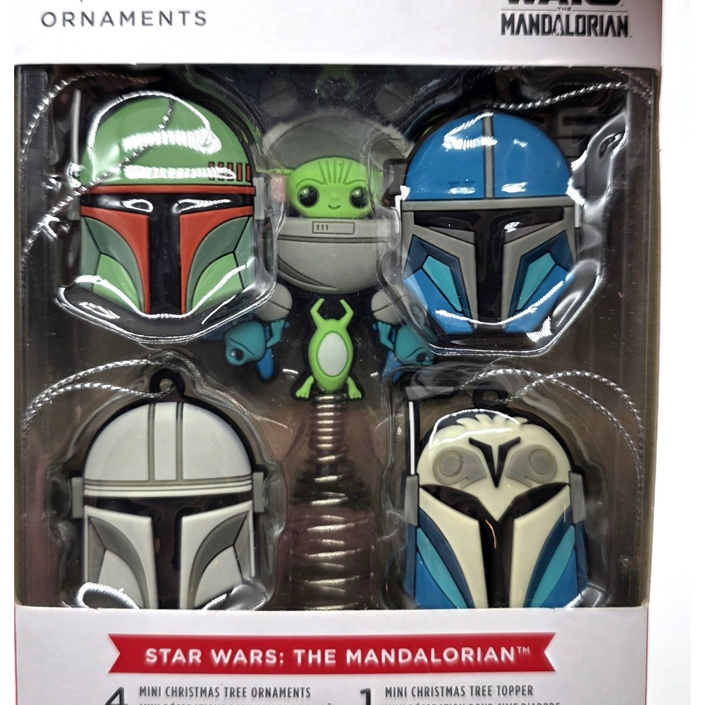 Hallmark Star Wars The Mandalorian 4 Mini Ornaments & Tree Topper Christmas New